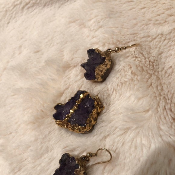 Amethyst Stone set in 14K Gold 3 piece set - Picture 5 of 8